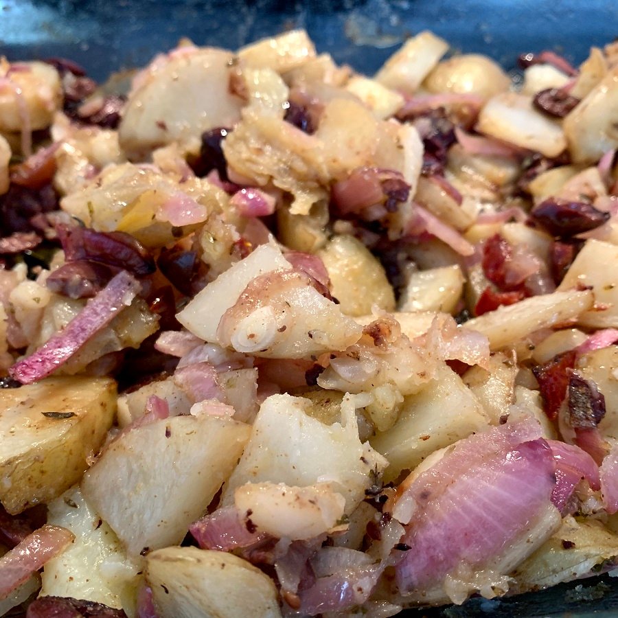 Baked Potatoes with Olives - Italian Style